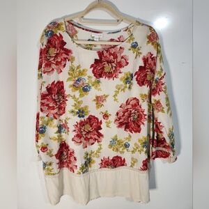 J Jill Floral Print Women's Top, Size XL
